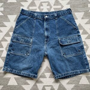 Men's Blue Denim Cargo Shorts by WRG